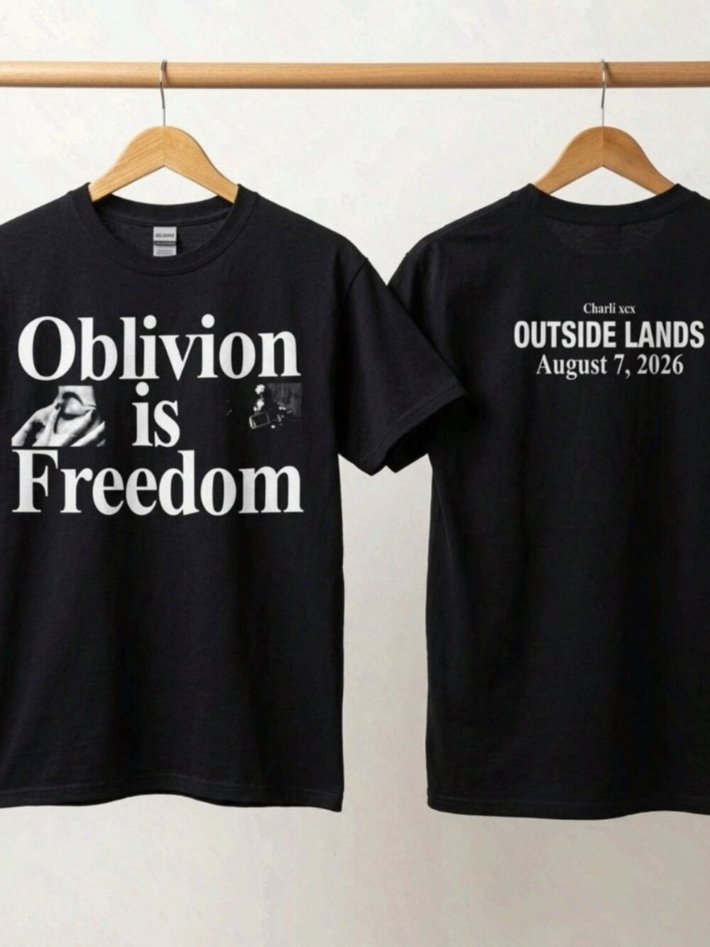 Charli XCX Outside Lands August 7 2026 Double-Sided Black T-Shirt Reprint
